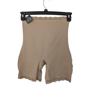 Under Where Vintage Shaper Shorts Lace Trim Size‎ Large Beige NWT
